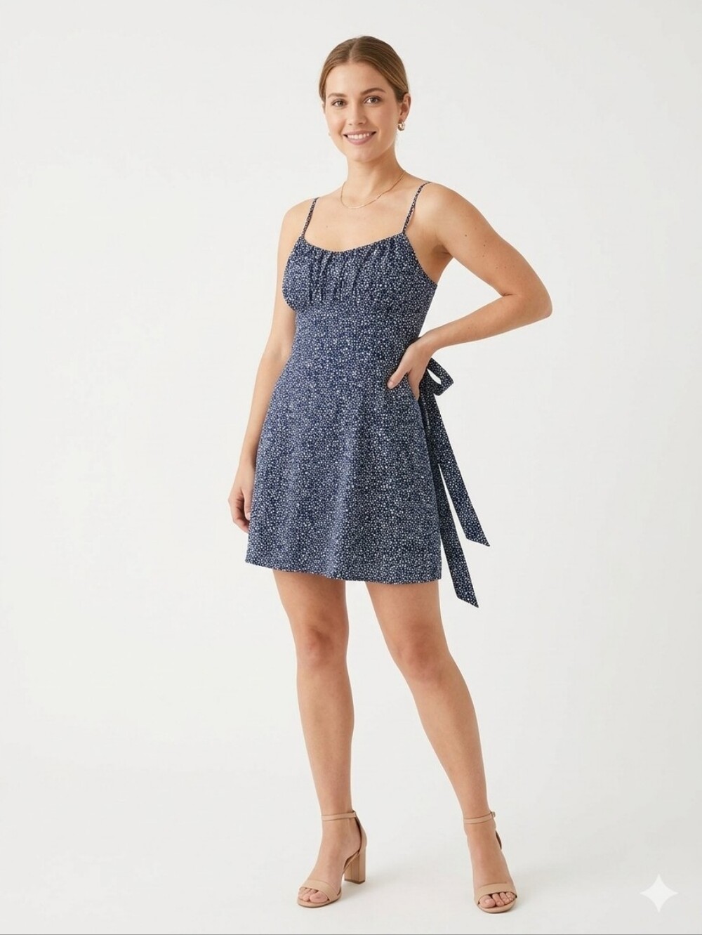 Emerald Sundae Navy Blue Polka Dot Fit & Flare Mini Dress - XXL